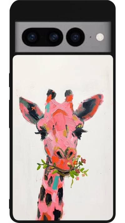 Google Pixel 7 Pro Case Hülle - Silikon schwarz Pink Girafe Paint