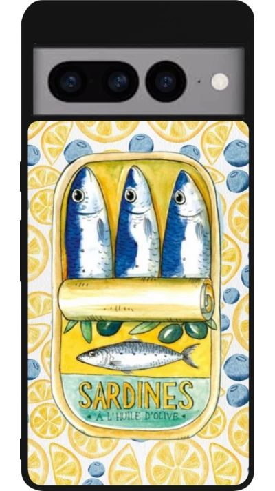 Coque Google Pixel 7 Pro - Silicone rigide noir Sardines in oil 2026