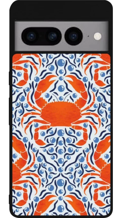 Coque Google Pixel 7 Pro - Silicone rigide noir Crabs and pearls Summer 2026