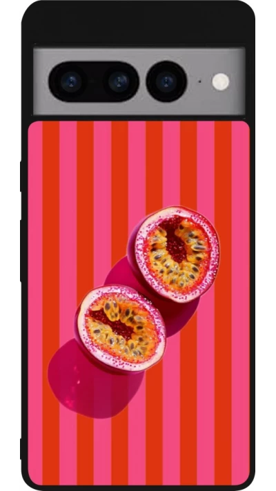 Coque Google Pixel 7 Pro - Silicone rigide noir Passion fruit Summer 2026
