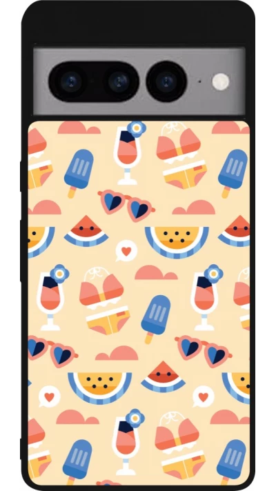 Coque Google Pixel 7 Pro - Silicone rigide noir Pattern Summer 2026
