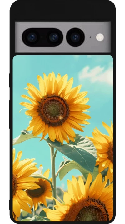 Coque Google Pixel 7 Pro - Silicone rigide noir Sunflowers Summer 2026