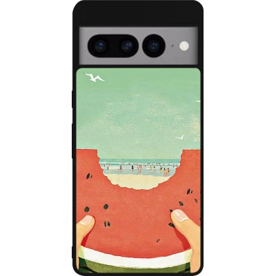 Coque Google Pixel 7 Pro - Silicone rigide noir Views through a watermelon Summer 2026