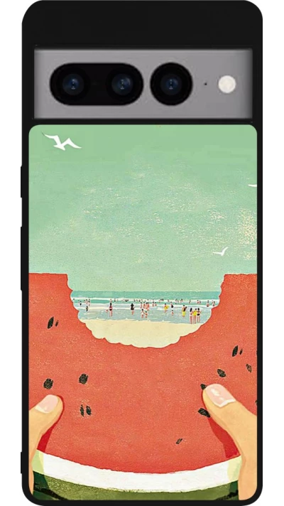 Coque Google Pixel 7 Pro - Silicone rigide noir Views through a watermelon Summer 2026