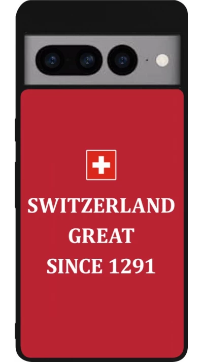 Coque Google Pixel 7 Pro - Silicone rigide noir Switzerland Great Since 1291