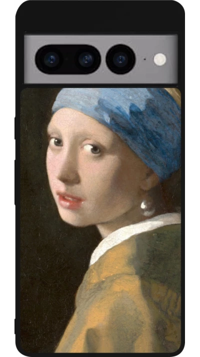 Coque Google Pixel 7 Pro - Silicone rigide noir Tableau art - La Jeune fille à la perle - Johannes Vermeer