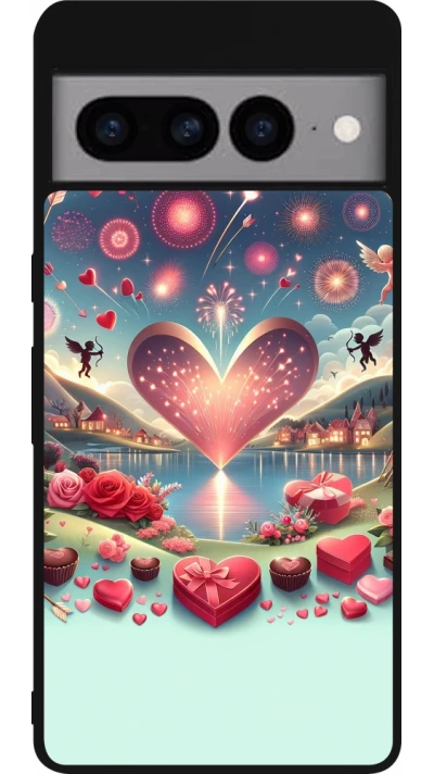 Coque Google Pixel 7 Pro - Silicone rigide noir Valentine 2025 Chic