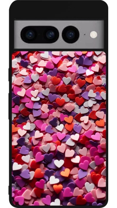 Coque Google Pixel 7 Pro - Silicone rigide noir Valentine 2025 Confetti