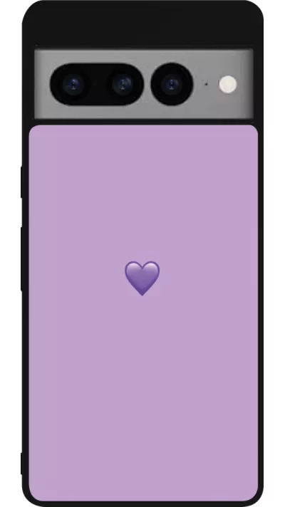 Coque Google Pixel 7 Pro - Silicone rigide noir Valentine 2023 purpule single heart