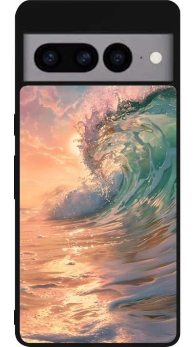 Coque Google Pixel 7 Pro - Silicone rigide noir Wave Sunset