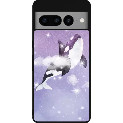 Google Pixel 7 Pro Case Hülle - Silikon schwarz Whale in sparking stars