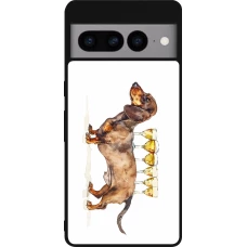 Coque Google Pixel 7 Pro - Silicone rigide noir Wine Teckel