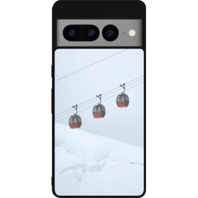 Google Pixel 7 Pro Case Hülle - Silikon schwarz Winter 22 ski lift