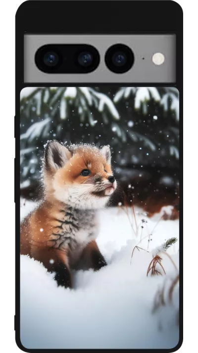 Google Pixel 7 Pro Case Hülle - Silikon schwarz Weihnachten 2023 Fuechslein Tanne