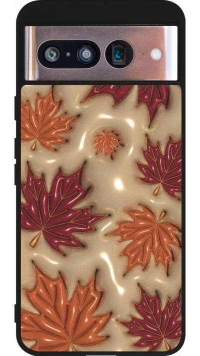 Coque Google Pixel 8 - Silicone rigide noir Autumn 26 3D leaves