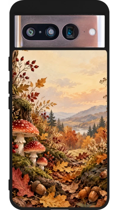 Coque Google Pixel 8 - Silicone rigide noir Autumn 26 Illustrated Autumn