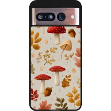 Google Pixel 8 Case Hülle - Silikon schwarz Autumn 26 Mushrooms and leaves