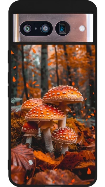 Coque Google Pixel 8 - Silicone rigide noir Autumn 26 Mushrooms in the woods