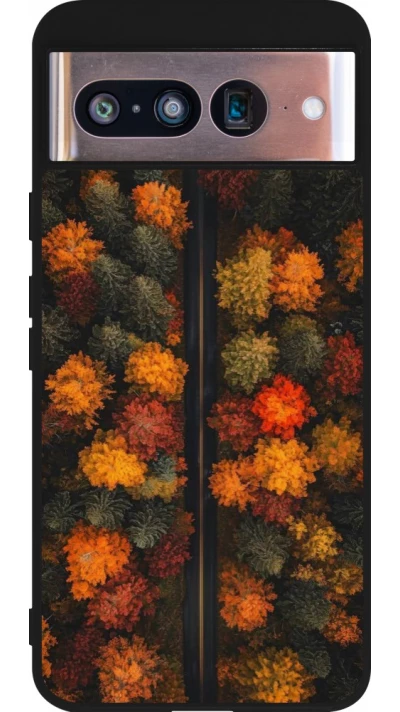 Coque Google Pixel 8 - Silicone rigide noir Autumn 26 Road in autumn