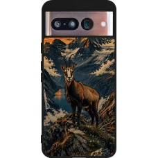 Google Pixel 8 Case Hülle - Silikon schwarz Linocut Gämse