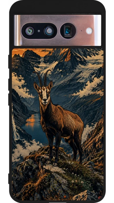 Coque Google Pixel 8 - Silicone rigide noir Linocut Chamois