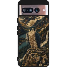 Coque Google Pixel 8 - Silicone rigide noir Linocut Faucun pèlerin