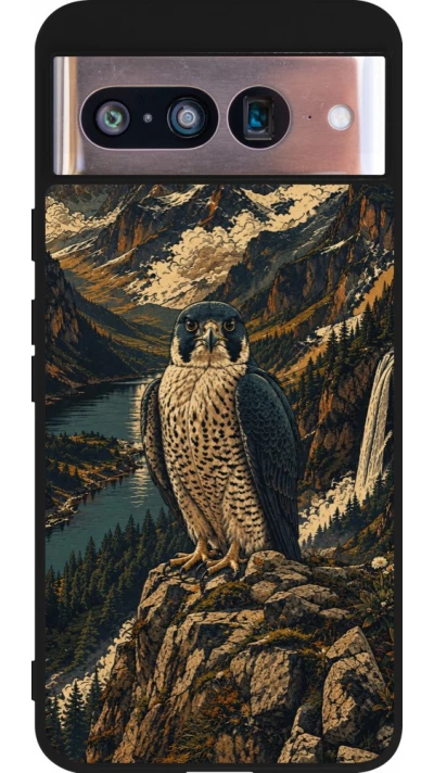 Coque Google Pixel 8 - Silicone rigide noir Linocut Faucun pèlerin