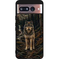 Google Pixel 8 Case Hülle - Silikon schwarz Linocut Wold