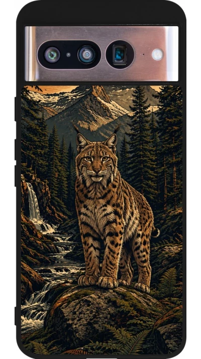 Coque Google Pixel 8 - Silicone rigide noir Linocut Lynx