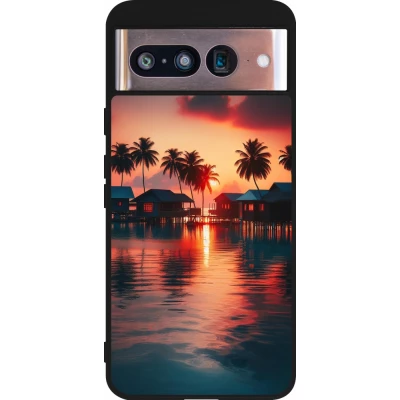 Coque Google Pixel 8 - Silicone rigide noir Paradis Maldives