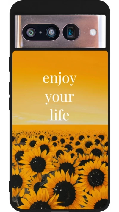 Google Pixel 8 Case Hülle - Silikon schwarz Summer 2026 Enjoy your life