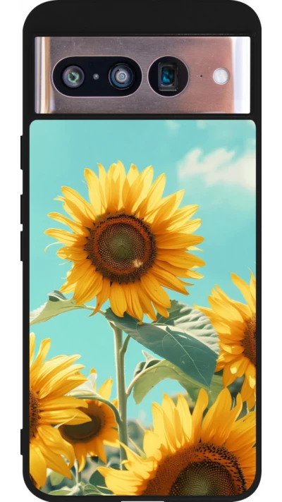 Google Pixel 8 Case Hülle - Silikon schwarz Sunflowers Summer 2026