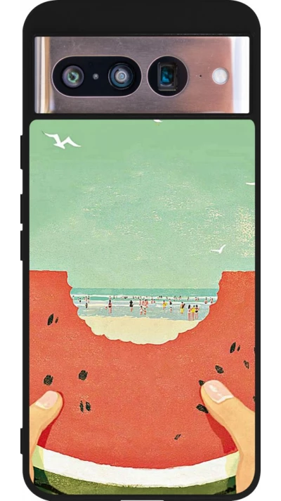 Coque Google Pixel 8 - Silicone rigide noir Views through a watermelon Summer 2026