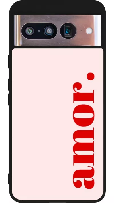 Coque Google Pixel 8 - Silicone rigide noir Valentine 2024 amor
