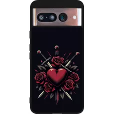 Coque Google Pixel 8 - Silicone rigide noir Valentine 2024 gothic love