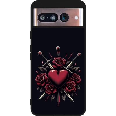 Coque Google Pixel 8 - Silicone rigide noir Valentine 2024 gothic love