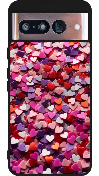 Coque Google Pixel 8 - Silicone rigide noir Valentine 2025 Confetti