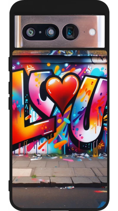 Coque Google Pixel 8 - Silicone rigide noir Valentine 2025 Love U Tag