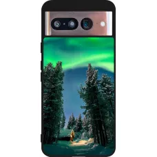 Google Pixel 8 Case Hülle - Silikon schwarz Winter 22 Northern Lights