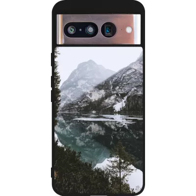 Google Pixel 8 Case Hülle - Silikon schwarz Winter 22 snowy mountain and lake