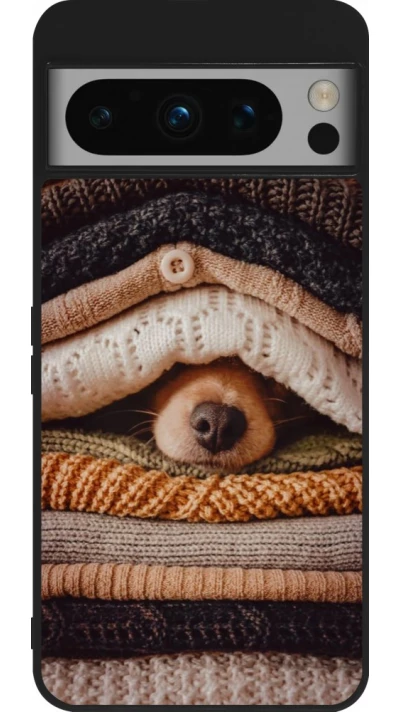 Coque Google Pixel 8 Pro - Silicone rigide noir Autumn 26 Dog under the covers