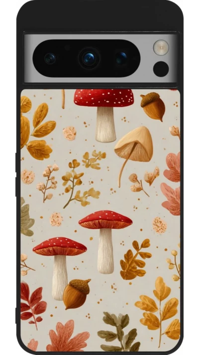 Coque Google Pixel 8 Pro - Silicone rigide noir Autumn 26 Mushrooms and leaves