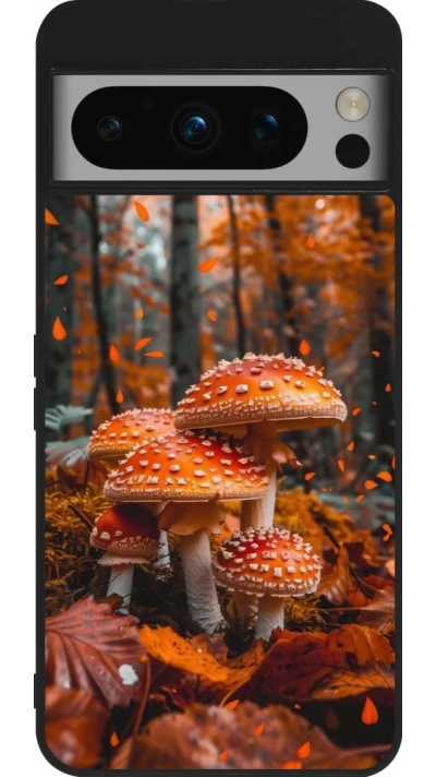 Coque Google Pixel 8 Pro - Silicone rigide noir Autumn 26 Mushrooms in the woods