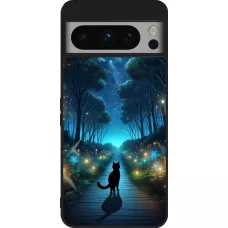 Google Pixel 8 Pro Case Hülle - Silikon schwarz Schwarze Katze Spaziergang
