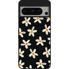 Google Pixel 8 Pro Case Hülle - Silikon schwarz Easter 2024 white on black flower