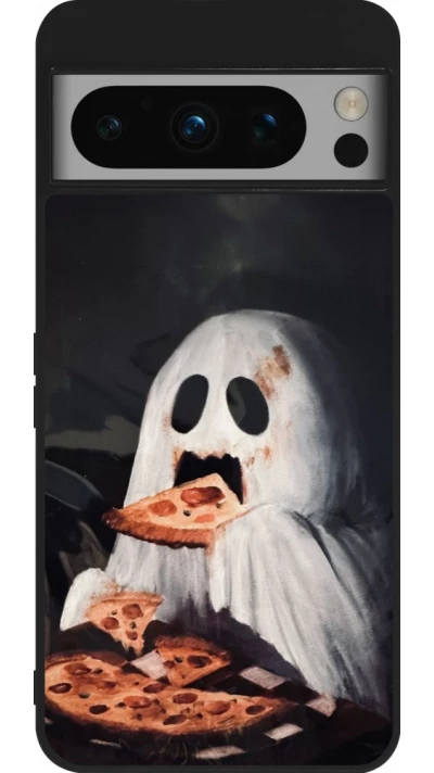 Google Pixel 8 Pro Case Hülle - Silikon schwarz Halloween 2026 Ghost eating pizza