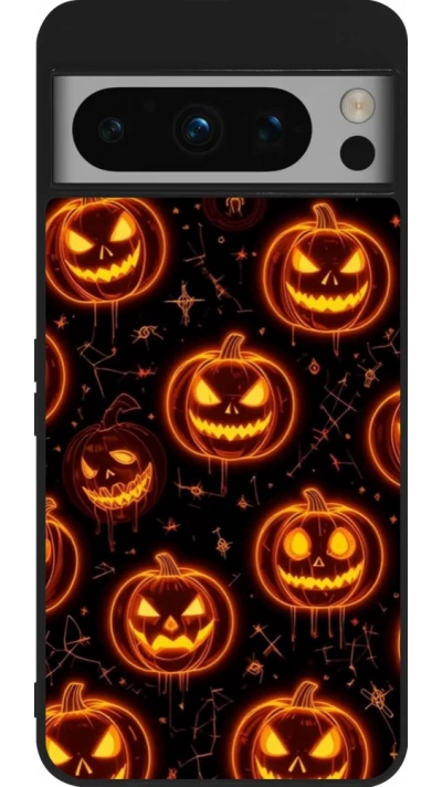 Google Pixel 8 Pro Case Hülle - Silikon schwarz Halloween 2026 Pattern Pumpkins