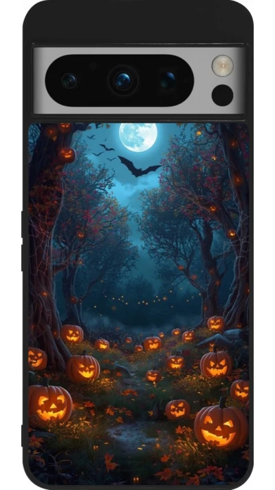 Google Pixel 8 Pro Case Hülle - Silikon schwarz Halloween 2026 Road of Pumpkins