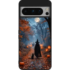 Google Pixel 8 Pro Case Hülle - Silikon schwarz Halloween 2026 Witch with a cat