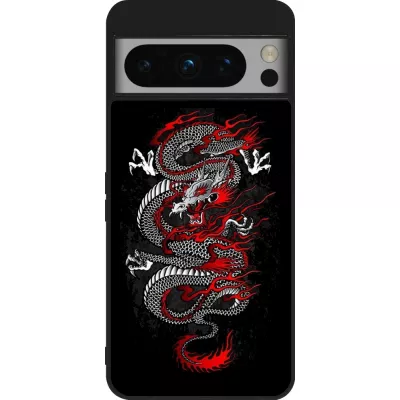 Google Pixel 8 Pro Case Hülle - Silikon schwarz Japanese style Dragon Tattoo Red Black